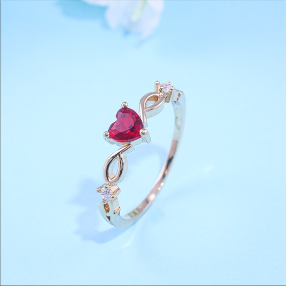 New Gold Plated Heart Romantic Zircon Ring - Picture 7 of 7
